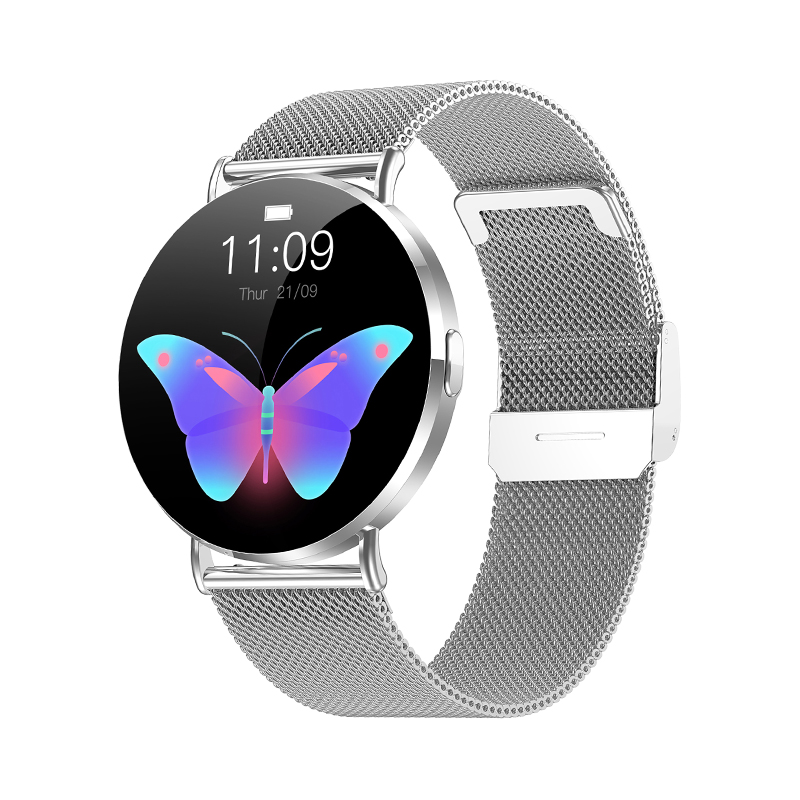 Wolf Alpha Diamond Smart Watch - silver, oblique front view