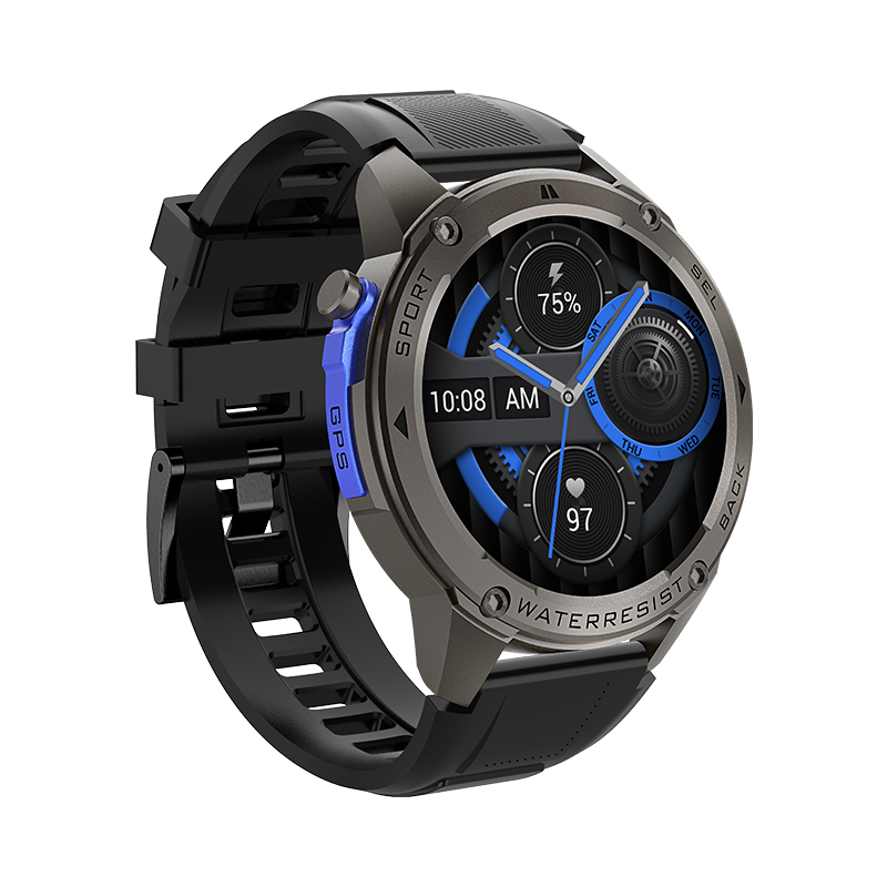 Wolf Alpha Warrior Smart Watch - black, oblique front view