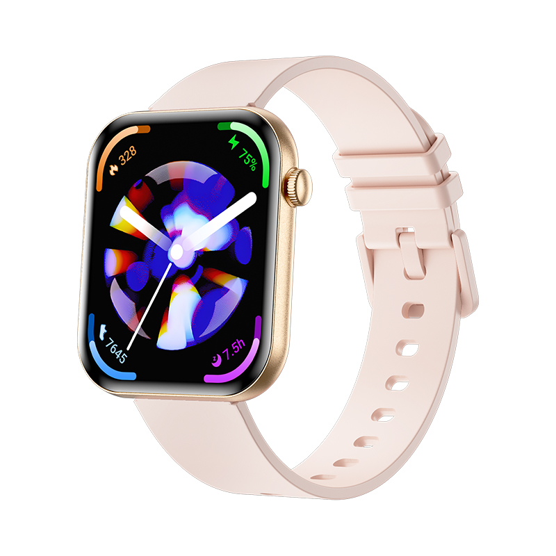 Wolf Beta Sirius Smart Watch - pink silicone, oblique front view